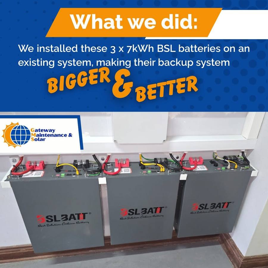 Three BSL batteries added to an existing backup system